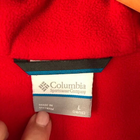 Columbia Full Zip Jacket Hoodie Youth Large Girl Boy 14 16 Red Fleece Zip Pocket - Picture 5 of 7